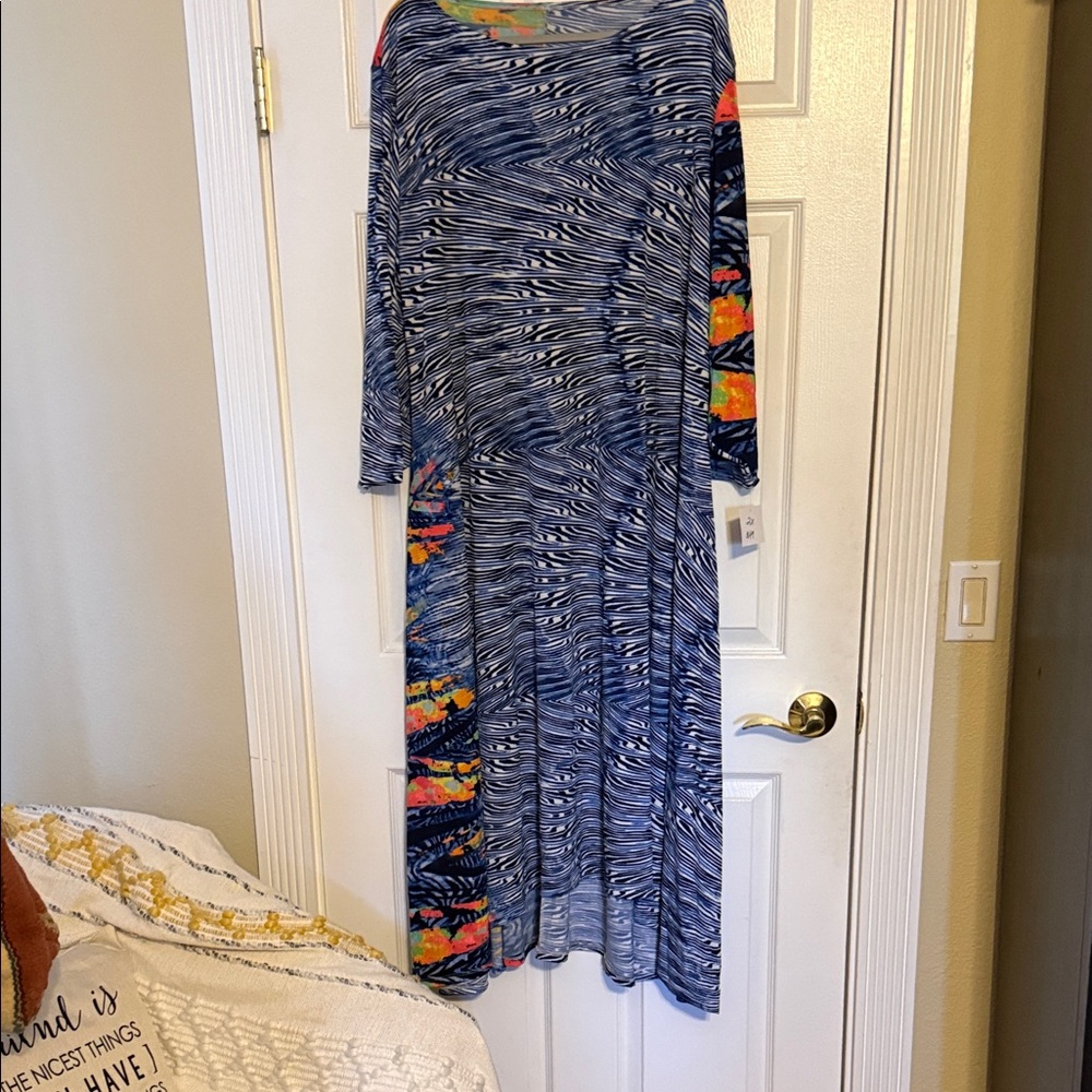Blue and Orange Patterned Dress